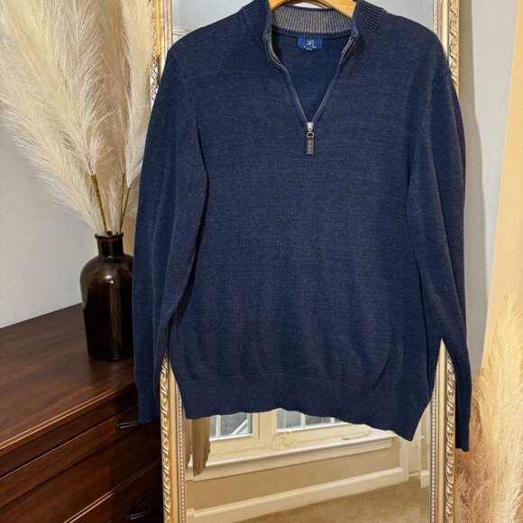 Men's Navy Blue Knit Quarter-Zip Sweater – Size Large - Great Condition - Picture 3 of 9